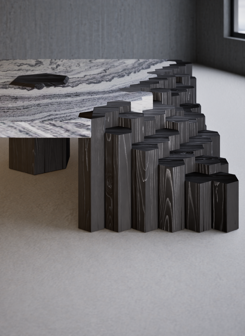 COLUMNAR BASALT COFFEE TABLE