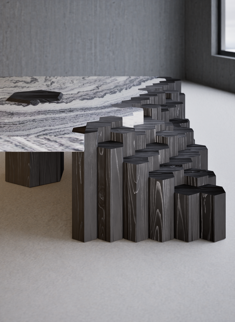 COLUMNAR BASALT COFFEE TABLE