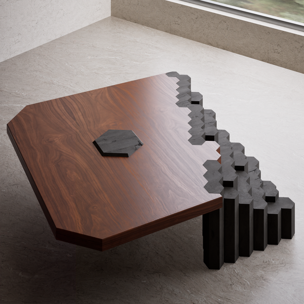 COLUMNAR BASALT COFFEE TABLE